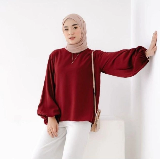 Blouse Polos Lengan Balon