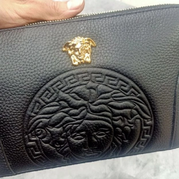 Handbag Versace Logo Leather Clutch Tas Tangan