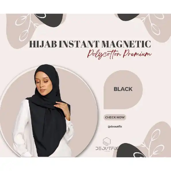 Hijab Magnetic Polycotton Premium Instant Kerudung Magnet segi empat instan Jilbab Magnetik