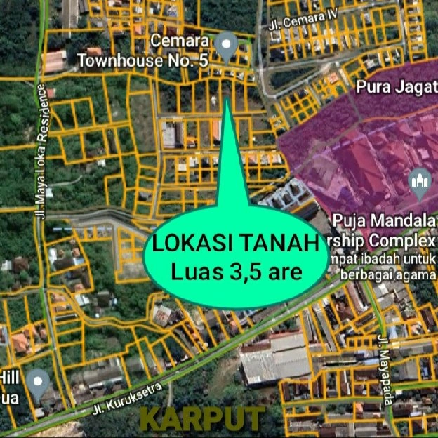 Dijual 3,5 are, Jl. Maya Loka Residence PUJA MANDAL Benoa Kuta Selatan