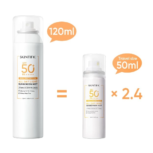 【120mL】 Skintific Sunscreen Spray all day light Sunscreen Mist SPF50 PA++++ Body Sunscreen / Face Su