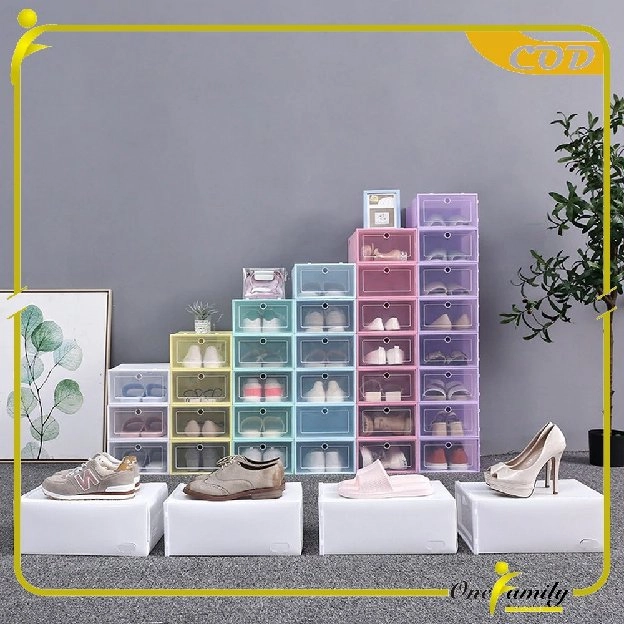 Kotak Sepatu Lipat Transparan Tebal Shoes Storage Box Organizer Rak Sepatu Plastik Susun