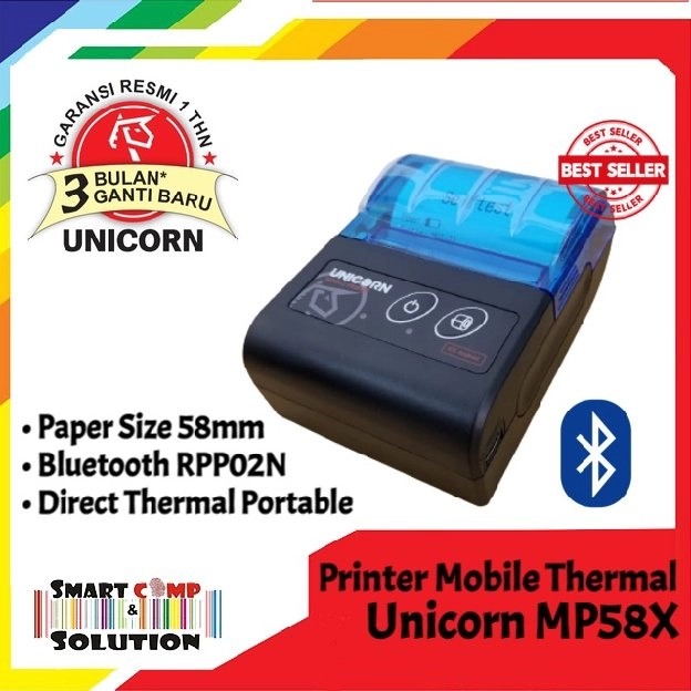 Mini Portable Printer PPOB Kasir 58mm Thermal Unicorn MP58X USB