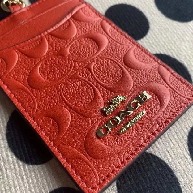 Coach ID Lanyard In Red Embossed (C73602)