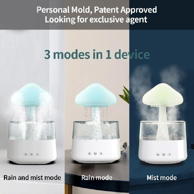 Runny Diffuser Humidifier Awan Hujan 450ml Dengan Lampu LED 7warna