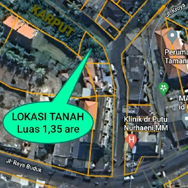 Dijual 1,35 are, Jl. Raya Buduk Br. Bernasi Dalung Mengwi Badung