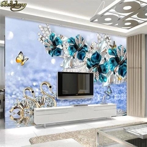 Pasang wallpaper dinding 3d custom toko jual dan pesan hordeng murah rollerblind vertikal blind