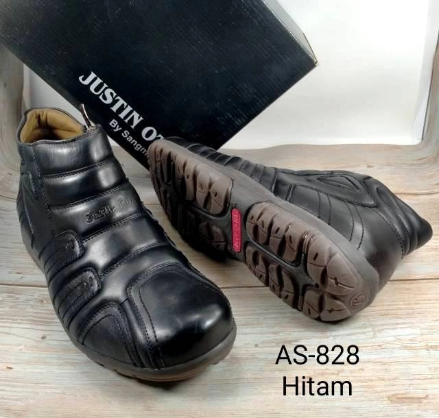 sepatu pria semi boots Justin Otto 829 full kulit asli 