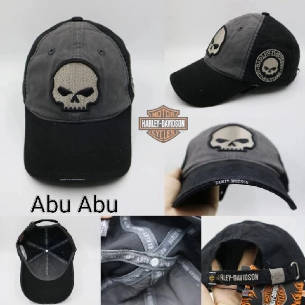 Topi Harley Davidson Logo Skull Bordir Topi Baseball