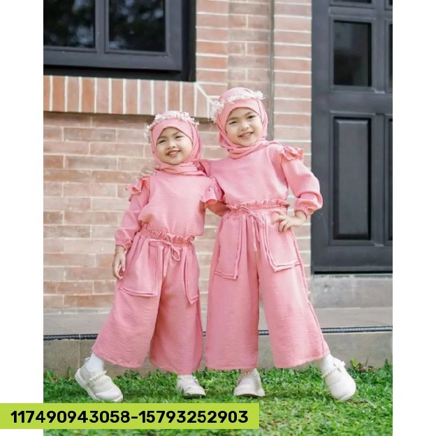 DISKON ❗❗SETELAN ANAK PEREMPUAN / DIVIA KIDS / BAHAN CRINKLE / S-M / 4-6 TAHUN 