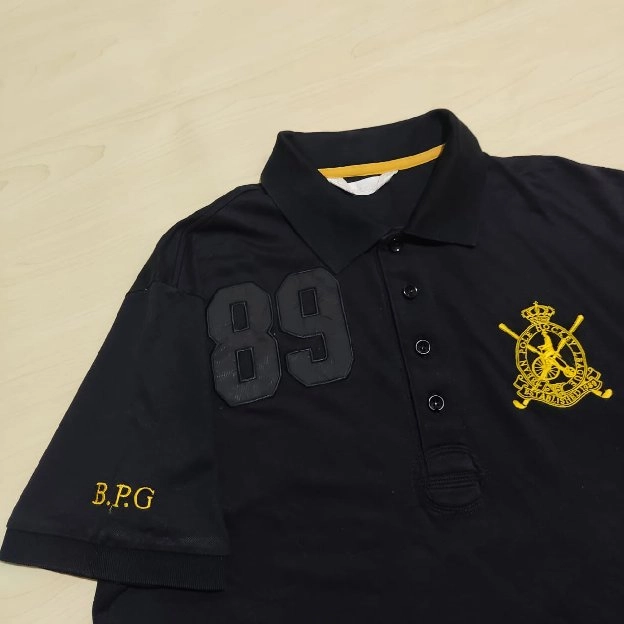 Bean Pole kaos polo shirt black and yellow logo bordir original second