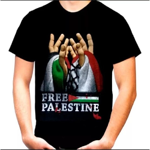 Baju Kaos Distro Dakwah Baju Kaos Pria Baju Kaos Palestina Baju Kaos Pejuang AllSIZE HITAM