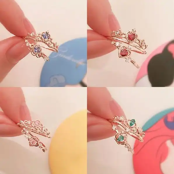 Disney Cincin + Kalung + Gelang S925 Silver Model Mahkota Princess Disney Adjustable Untuk Wanita