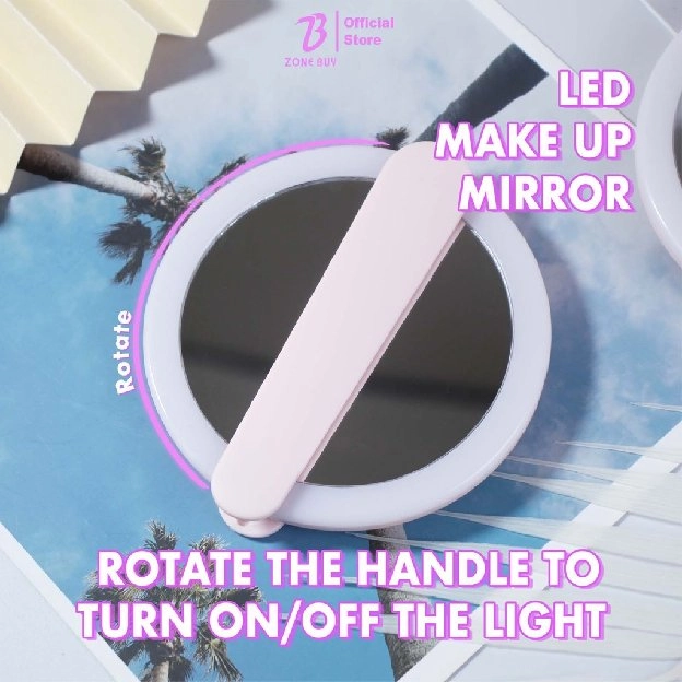 Lampu LED Mirror Cermin Make Up Bulat Dengan Lampu LED / Make Up LED Mirror Standing / Cermin Lipat 