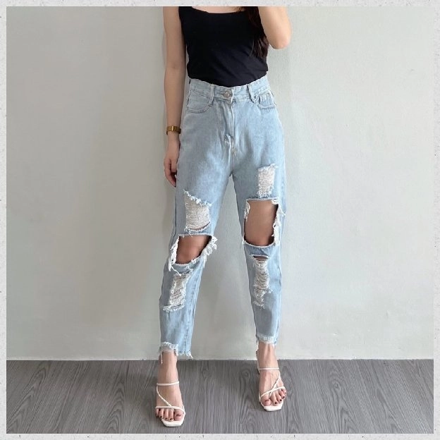 Celana Panjang Jeans Highwaist Wanita Premium Import Boyfriend Jeans Wanita