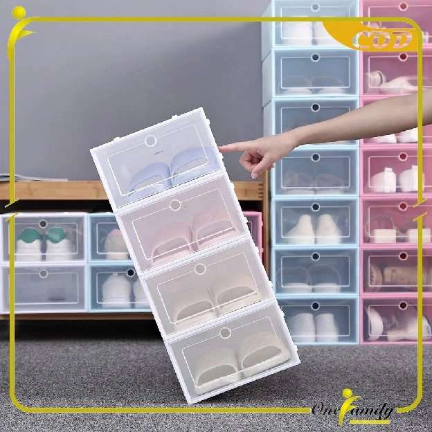 Kotak Sepatu Lipat Transparan Tebal Shoes Storage Box Organizer Rak Sepatu Plastik Susun