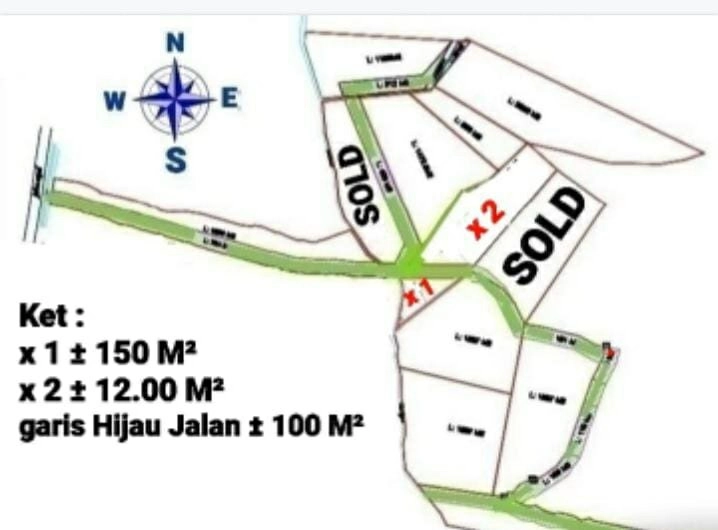 Dijual 12 are, Jl. Raya Tumbak Bayuh Pererenan Raya Canggu Mengwi