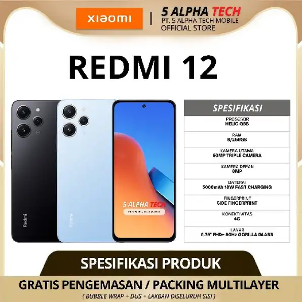 XIAOMI REDMI 12 8/256GB 8/128GB GARANSI RESMI XIAOMI INDONESIA