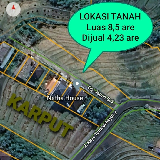 Dijual 4,23 are, Jl. Tumbak Bayuh I Br. Datengan Buduk Pererenan Mengwi