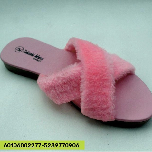 Sandal Bulu Silang Slop Syantikk 