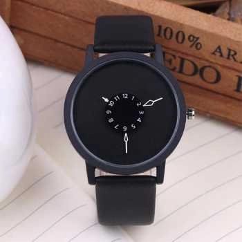 CIVO Jam Tangan Kulit Elegan Dial Unik CV0250 - Hitam 