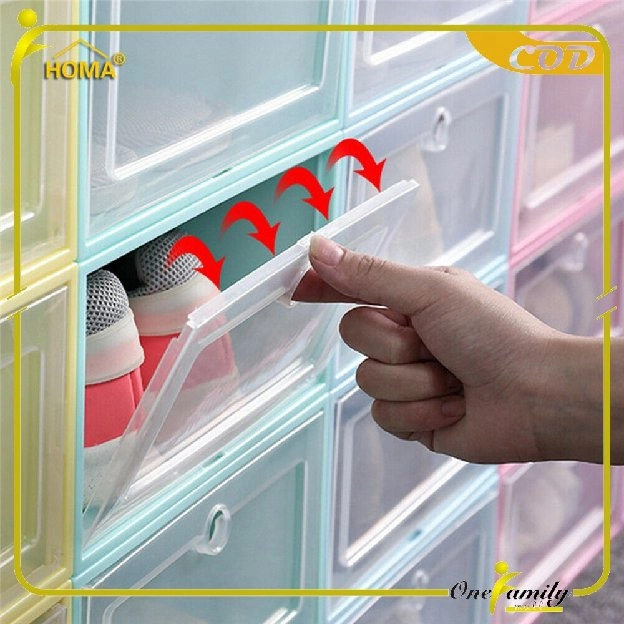 Kotak Sepatu Lipat Transparan Tebal Shoes Storage Box Organizer Rak Sepatu Plastik Susun