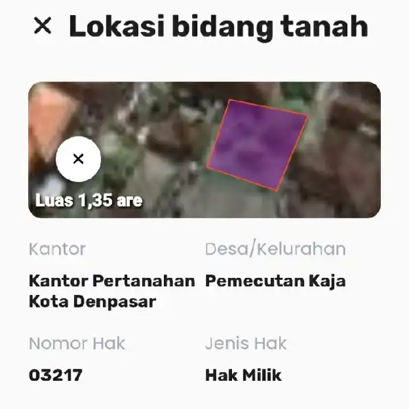 Dijual 1,35 are, Jl. Wibisana Barat Gg. II Pemecutan Kaja Denpasar