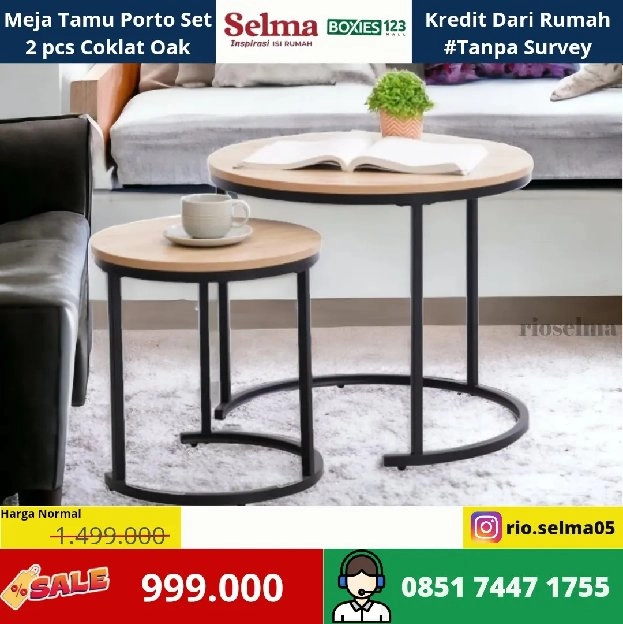 Meja Tamu Porto Set 2 pcs Coklat Oak