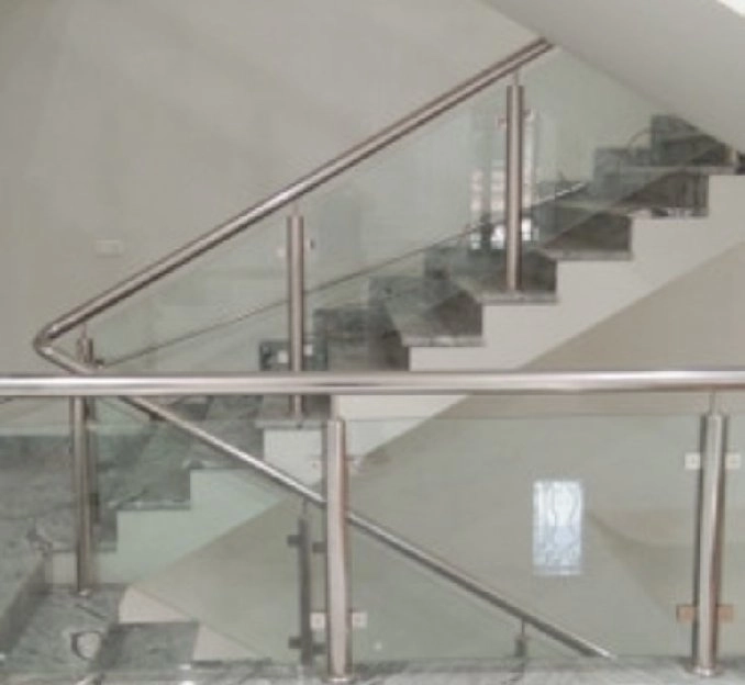 railing tangga stainless kaca polos/5