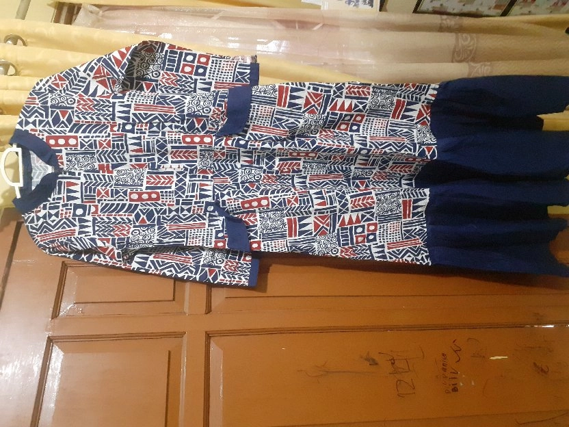 gamis batik navy