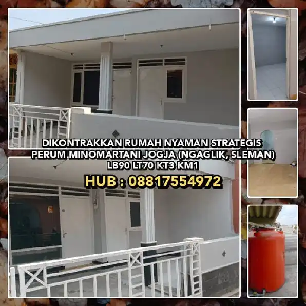 DIKONTRAKKAN RUMAH NYAMAN STRATEGIS DI PERUM MINOMARTANI JOGJA (NGAGLIK, SLEMAN)LB90 LT70 KT3 KM1