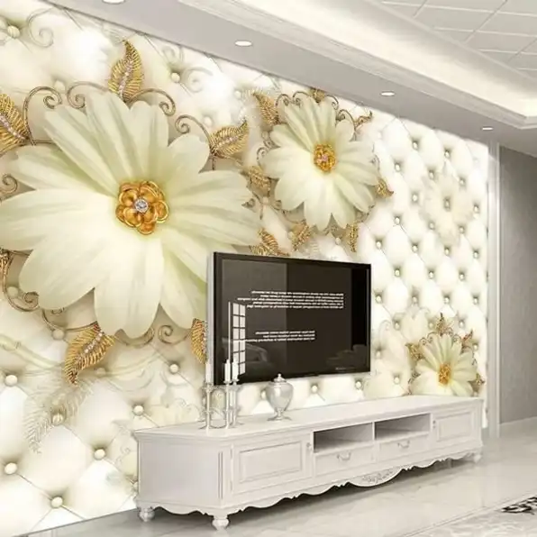 Pasang wallpaper dinding 3d custom toko jual dan pesan hordeng murah rollerblind vertikal blind