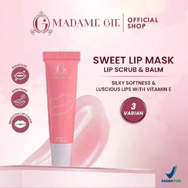 Madame Gie Sweet Lip Mask - Lip Scrub Vitamin E Lip Balm Moisturizer Serum Pencerah Bibir