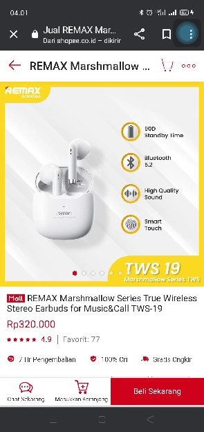 TWS-19 Remax Marshmellow Series Earbuds For Music & Call.