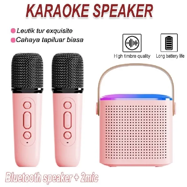 mini bluetooth Karaoke Speaker Lucu Portabel Luar Ruangan Speaker Nirkabel mic Bass Super karaoke