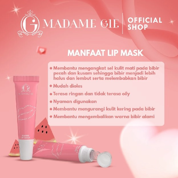 Madame Gie Sweet Lip Mask - Lip Scrub Vitamin E Lip Balm Moisturizer Serum Pencerah Bibir