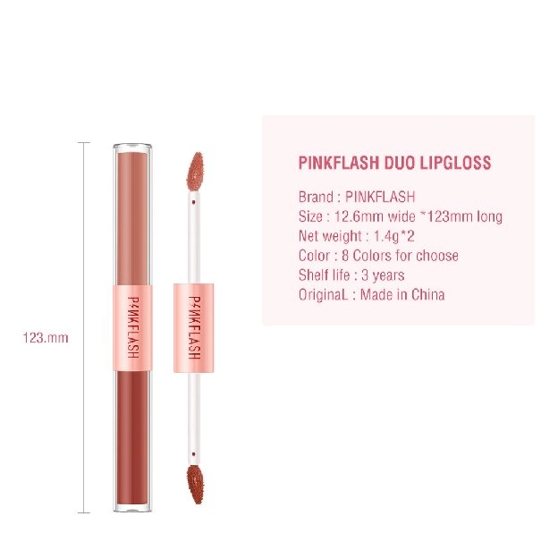 PINKFLASH 2 IN 1 Double Effect Lipstik Ombrelips Liquid Matte Velvet Lipstick Lightweight High Pigme