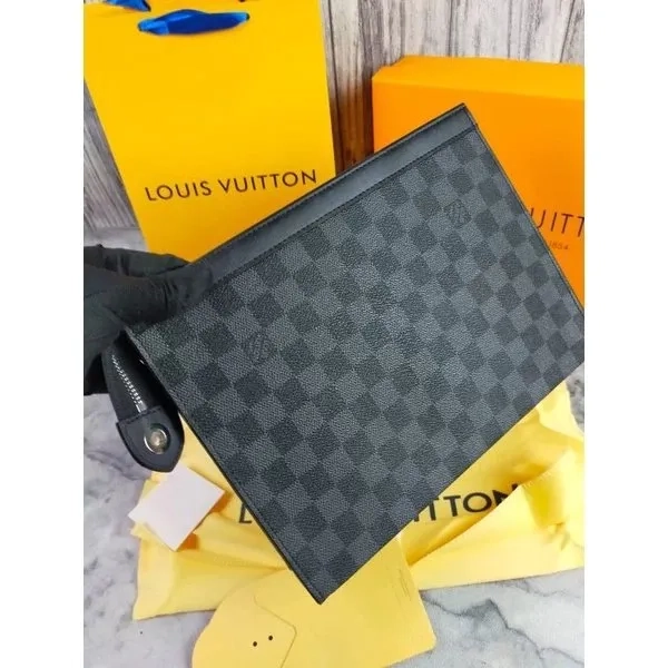 Tas CLUTCH POUCH BAG PRIA LV LOUIS VUITTON POCHETTE GRAPHITE