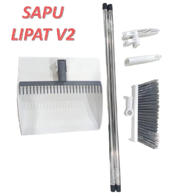 SET SAPU LIPAT & PENGKI SISIR MINIMALIS ALAT PEMBERSIH LANTAI SET BROOM DUSTPAN DEBU & KOTORAN