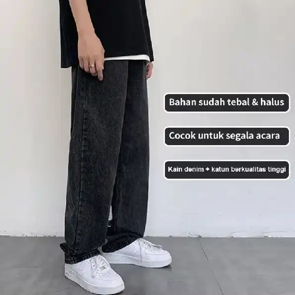 Celana jeans pria baggy pants korean style