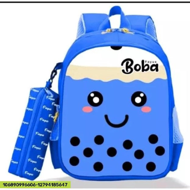 RANSEL ANAK KULIT BOBA RANSEL ANAK TEBAL MOTIF BOBA