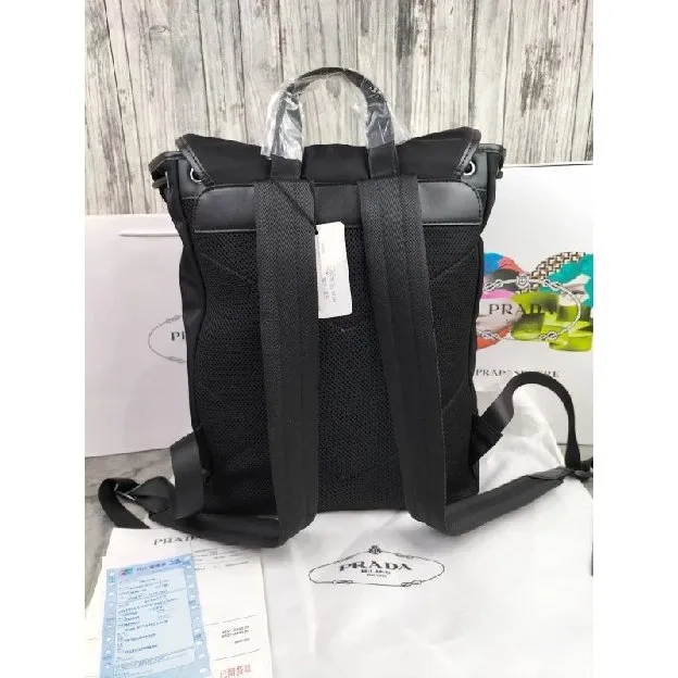 Tas ransel backpack unisex black prada