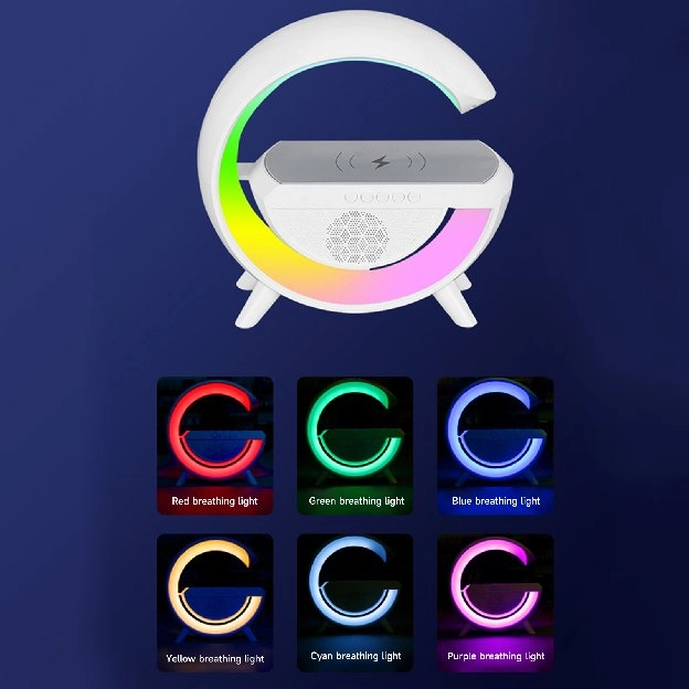 Lampu Tidur Aesthetic Multifungsi | RGB Mode Modern | Speaker Bluetooth | Wireless Fast Charging