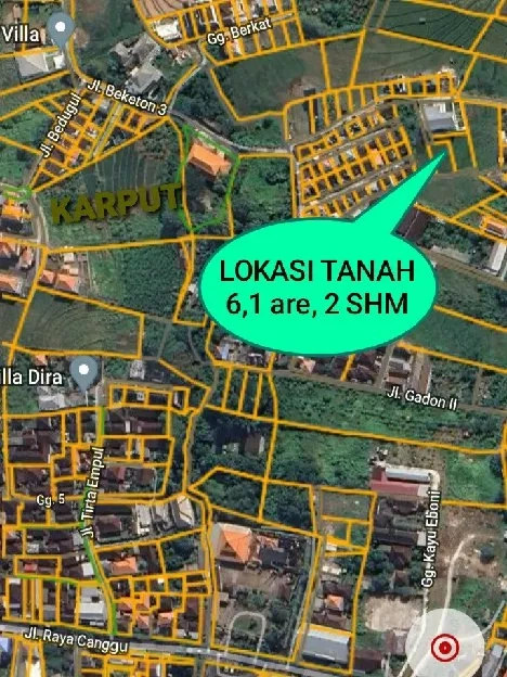 Dijual 2,65 & 3,45 are, Jl. Beketon Raya Canggu Gadon Kerobokan Kaja Kuta Utara