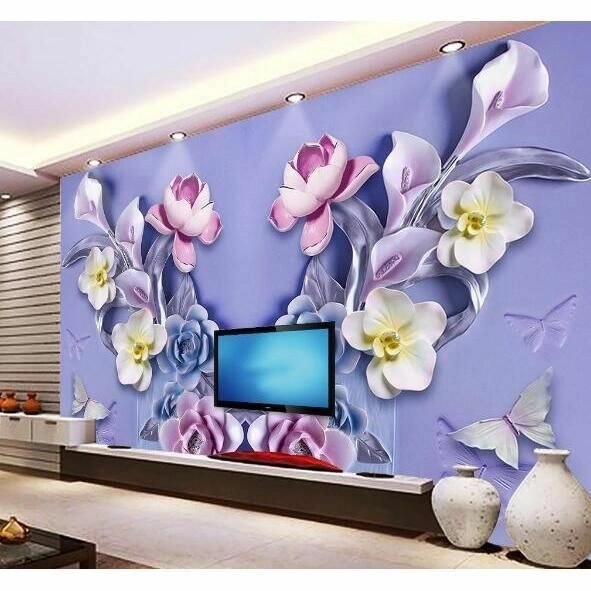 Pasang wallpaper dinding 3d custom toko jual dan pesan hordeng murah rollerblind vertikal blind