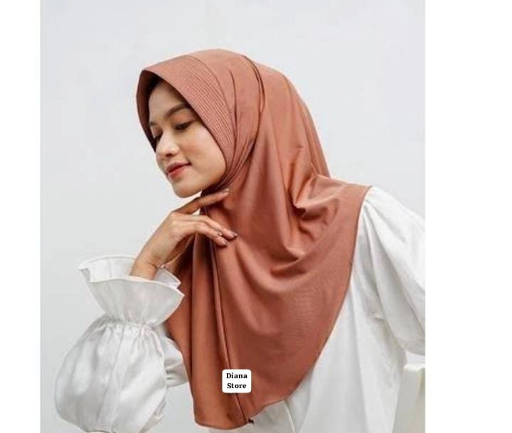 hijab bergo hamidah bahan jersey premium pilihan warna hazelnut size L