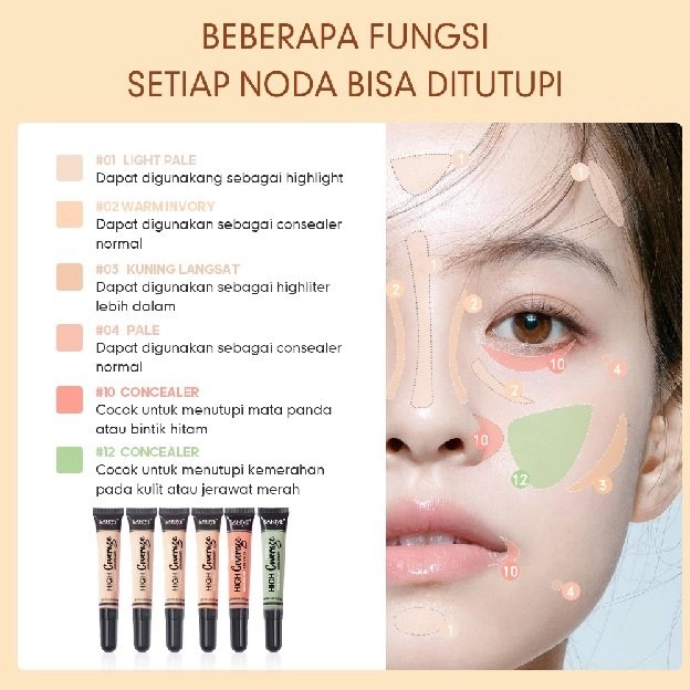 SANIYE [BPOM] Concealer Waterproof Wajah Full Coverage Color Corrector Merah Concealer Dengan R1072