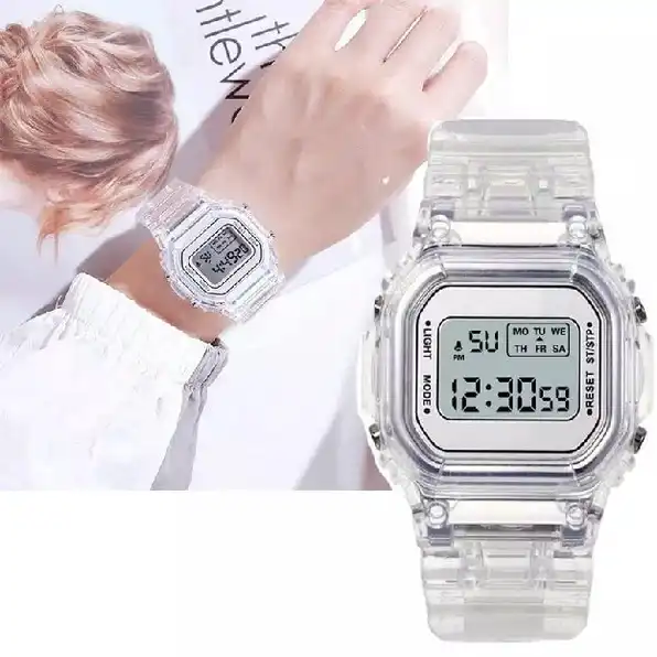 Jam Tangan Wanita Fashion Korea Style Digital Sport tali transparan