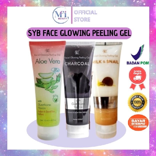 SYB FACIAL GLOWING PEELING GEL ALOE VERA CHARCOAL MILK & SNAIL PEELING WAJAH ALOEVERA 130 ML