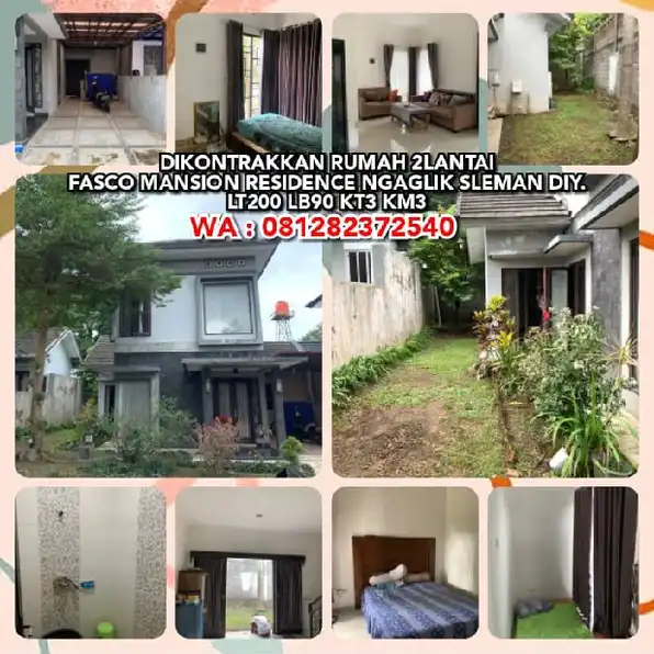 DIKONTRAKKAN RUMAH 2LANTAI DI FASCO MANSION RESIDENCE NGAGLIK SLEMAN DIY.LT200 LB90 KT3 KM3.